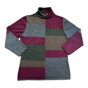 Thalian Sweater 100% Cashmere Mock Neck Color Block Sz. S